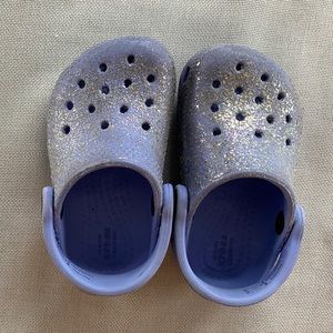 Blue glitter crocs